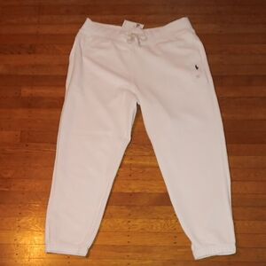 Ralph Lauren  White Fleece Joggers with Navy Pony